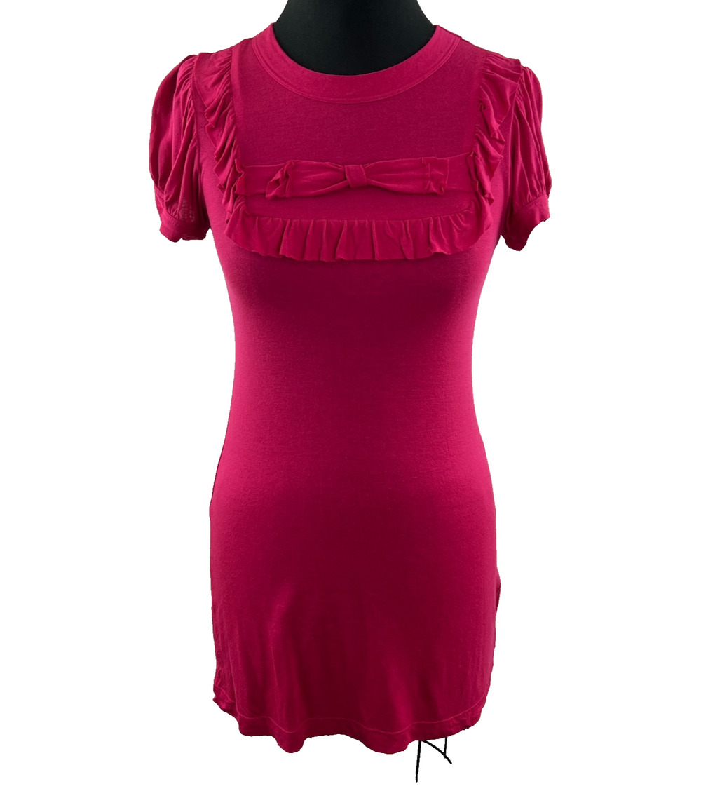 BARNEYS CO OP Roxanne Heptner Mini Dress Pink Tunic Top Ruffle Size XS Small
